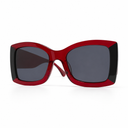Red sunglasses on a white background