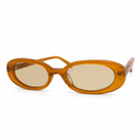 Orange sunglasses with oval lenses on a white background