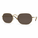 Gold-framed sunglasses with brown lenses on a white background