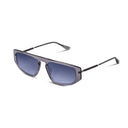 Sunglasses with a acetate frame and blue gradient lenses on a white background