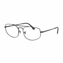 Black metal aviator-style eyeglasses with clear lenses, displayed on a clean white background.
