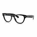 Black acetate Wayfarer-style eyeglasses with clear lenses, shown at a three-quarter angle on a white background.