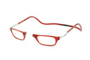 Clic XXL Magnetic rectangle Reading glasses - color red that opens from the nose and has a neck strap
