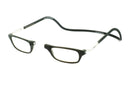 Clic XL Magnetic rectangle Reading glasses - black that opens from the nose and has a neck strap