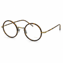 Round eyeglasses with tortoiseshell frame on a white background
