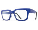 Blue oversize eyeglasses on a white background