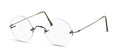 Round eyeglasses with thin stainless steel frame on a white background