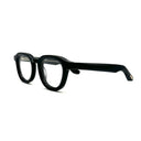 Black thick eyeglasses on a white background