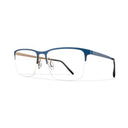 Blue eyeglasses on a white background