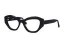 Black cat-eye eyeglasses on a white background