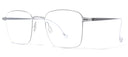 Silver lightweight eyeglasses on a white background