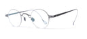 Round eyeglasses with thin metal frame on a white background
