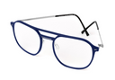 Blue aviator monogram designer eyewear, side view