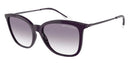 Purple cat-eye glasses on a white background.