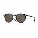 Sunglasses with brown frame and dark lenses on a white background