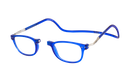 Clic XL Magnetic rectangle Reading glasses - color blue that opens from the nose and has a neck strap