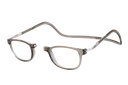 Clic XL Magnetic rectangle Reading glasses - color gray that opens from the nose and has a neck strap