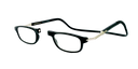 Clic Flex XL Magnetic rectangle Reading glasses - color black that opens from the nose and has a flexible neck strap