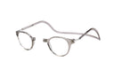 Clic Magnetic round Reading glasses - color transparent that opens from the nose and has a neck strap