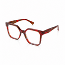 Tortoiseshell red eyeglasses on a white background