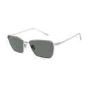Silver sunglasses with greay lenses on a white background