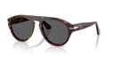 Sunglasses with tortoiseshell frame and dark lenses on a white background