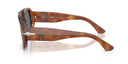 Brown tortoise sunglasses with reflective surface on a white background