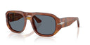 Brown sunglasses with dark lenses on a white background