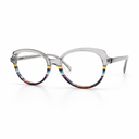 Multicolor eyeglasses with transparent top half
