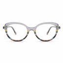 Multicolored eyeglasses with a clear top half
