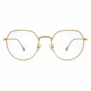 Gold-rimmed eyeglasses on a white background