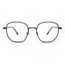 Purple eyeglasses on a white background