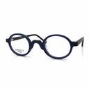 Navy blue eyeglasses on a white background