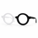 Black and white eyeglasses on a white background