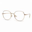 Gold round eyeglasses on a white background