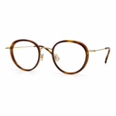 Round eyeglasses with tortoise frame on a white background