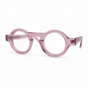 Pink round eyeglasses on a white background