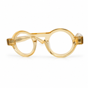 Yellow round eyeglasses on a white background