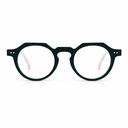 Dark green eyeglasses on a white background