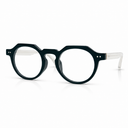 Dark Green round eyeglasses on a white background