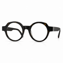 Round eyeglasses with a tortoise frame on a white background