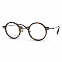 Round eyeglasses with tortoise frame on a white background