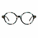 Round eyeglasses with a multicolored frame on a white background