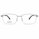 Silver rectangular eyeglasses on a white background