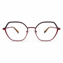 Red eyeglasses with a white background