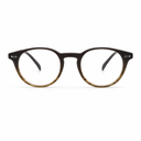 Round eyeglasses with a brown frame on a white background