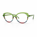 Multicolored eyeglasses with green top half