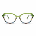 Multicolor eyeglasses with  top half green
