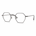 Hexagonal blue silver eyeglasses on a white background