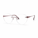 Round red eyeglasses with thin frame on a white background